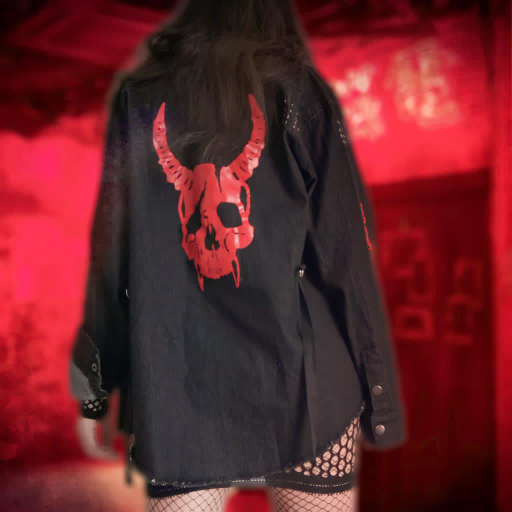Rebel Red Skull & Cobra Denim Jacket