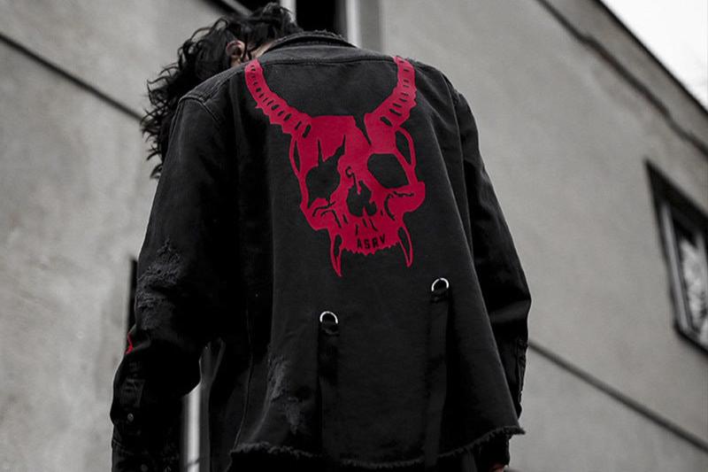 Rebel Red Skull & Cobra Denim Jacket