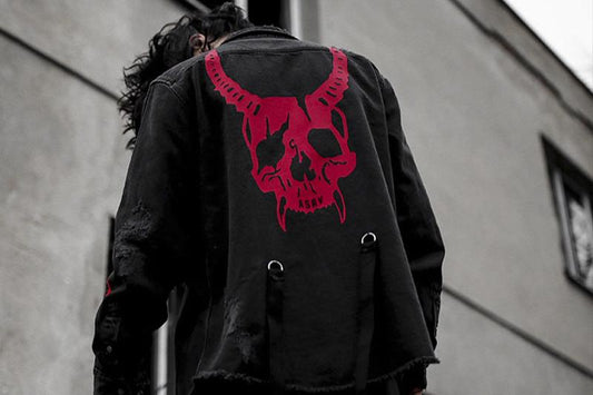 Rebel Red Skull & Cobra Denim Jacket