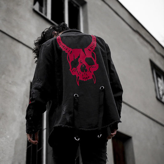 Rebel Red Skull & Cobra Denim Jacket