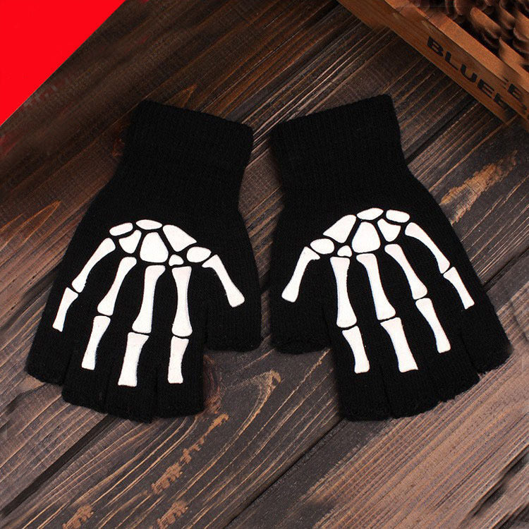 Fingerless Glow-In-The-Dark Skeleton Gloves