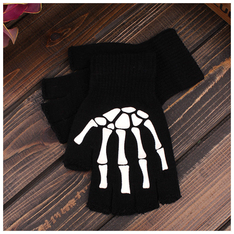 Fingerless Glow-In-The-Dark Skeleton Gloves