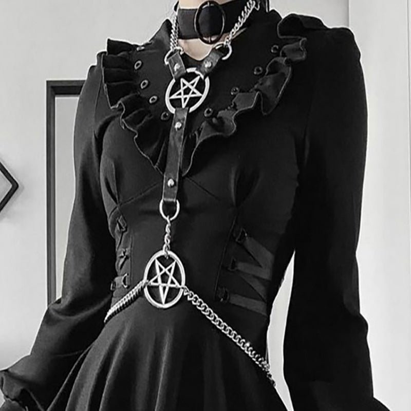 Gothic Pentagram Body Harness Lingerie