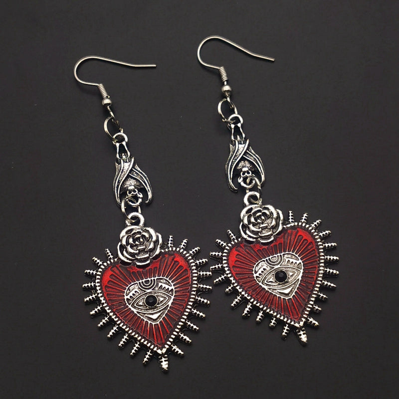 Heart Eye Spiked Earrings