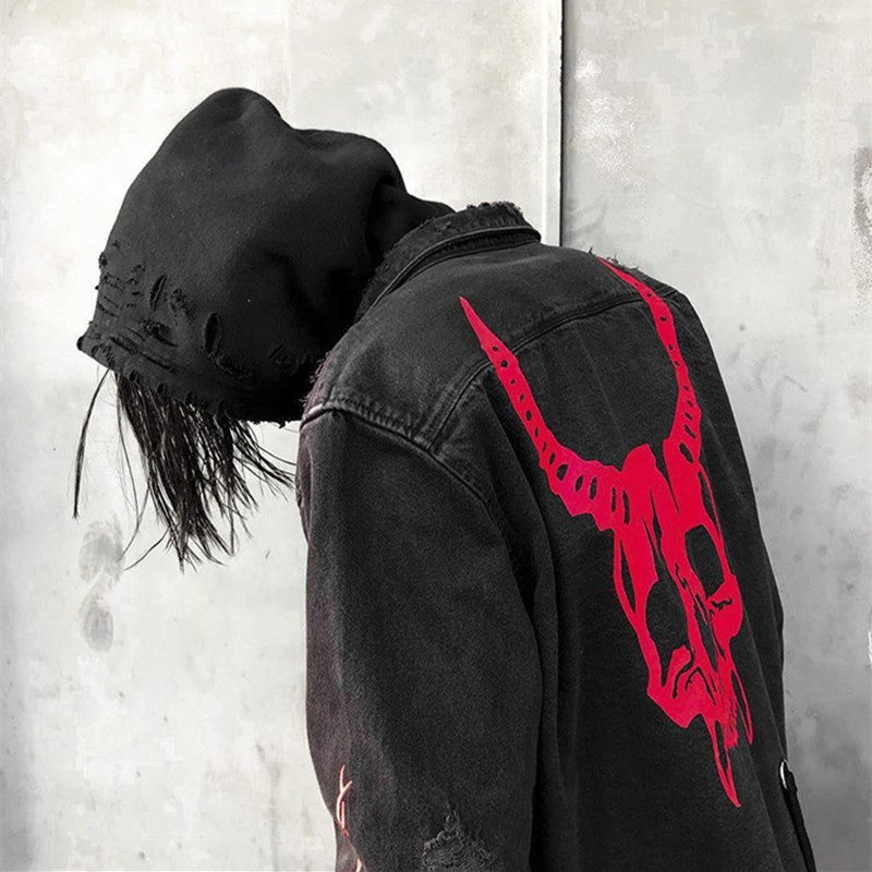 Rebel Red Skull & Cobra Denim Jacket