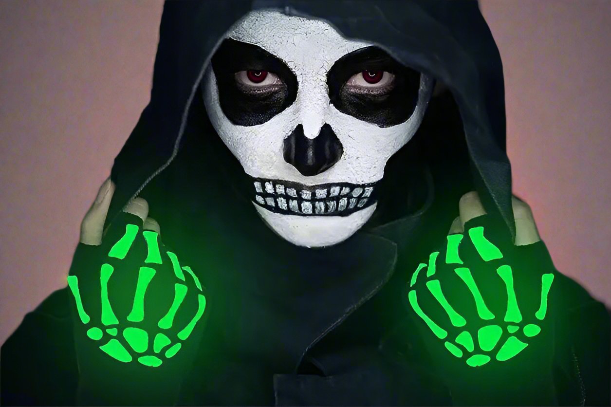Fingerless Glow-In-The-Dark Skeleton Gloves