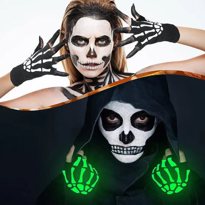 Fingerless Glow-In-The-Dark Skeleton Gloves