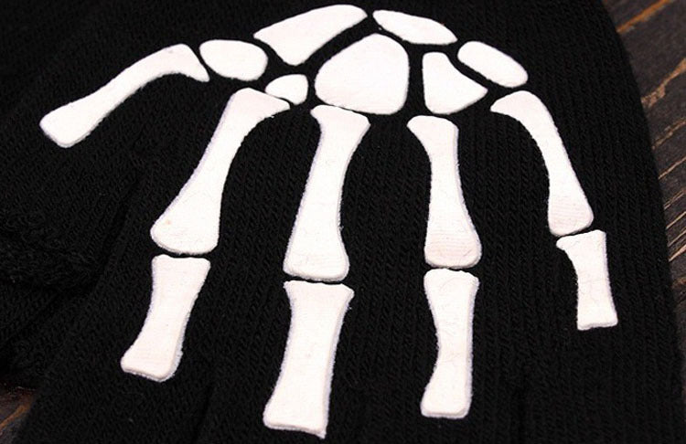 Fingerless Glow-In-The-Dark Skeleton Gloves
