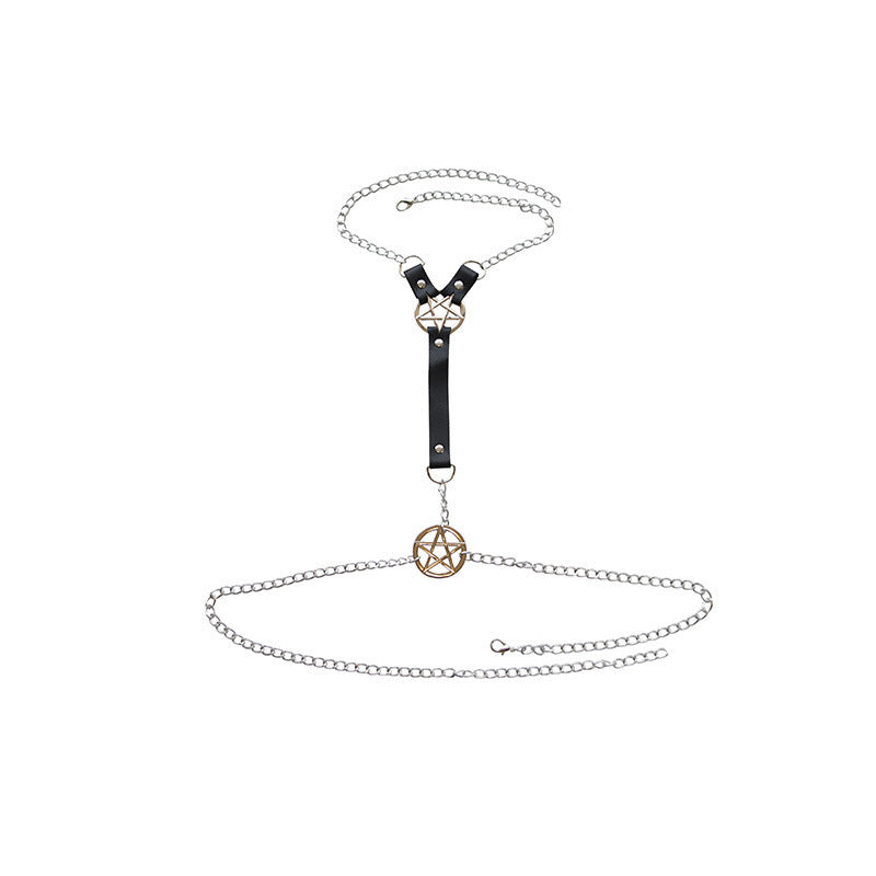 Gothic Pentagram Body Harness Lingerie