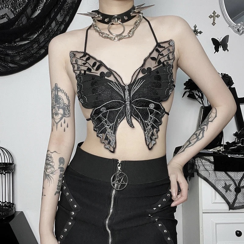 Night Butterfly Crop Top