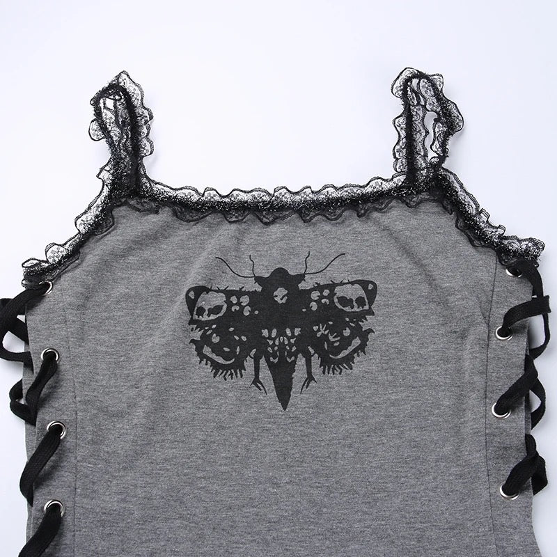 Goth Moth Ribbed Crop Top