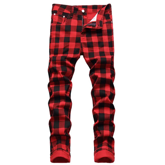 Red Plaid Tartan Trousers - Punk Rock Gothic Checkered Pants