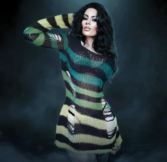 Loose Broken Sweater Dress