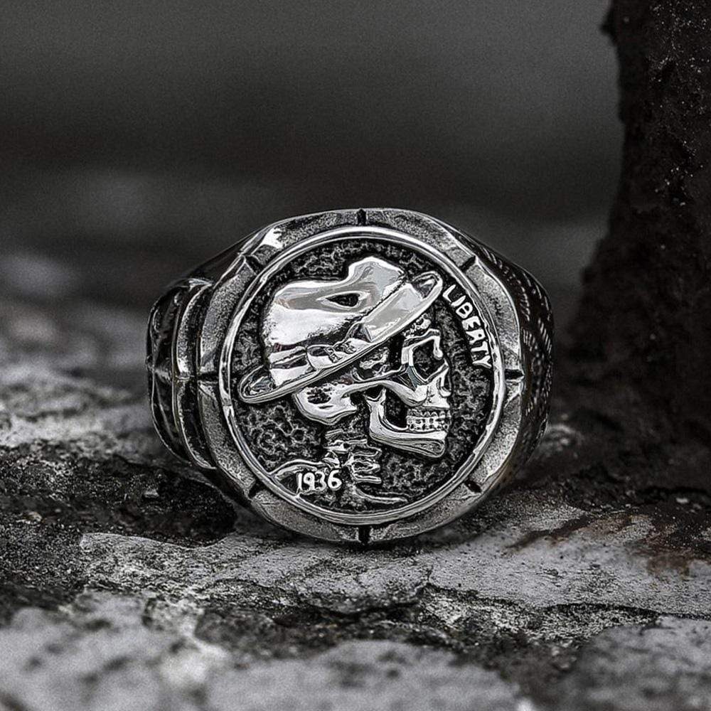 Hobo Nickel Elegance Skull Ring