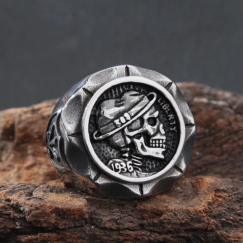 Hobo Nickel Elegance Skull Ring