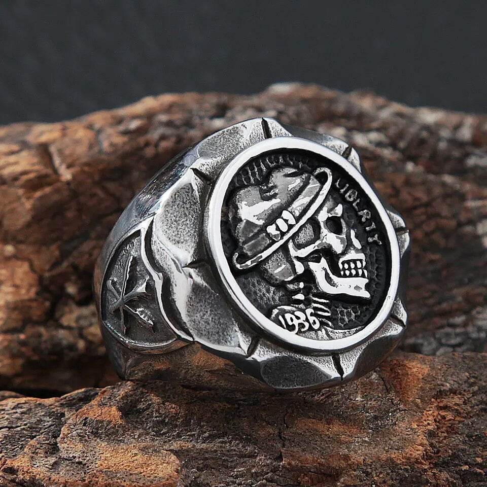 Hobo Nickel Elegance Skull Ring