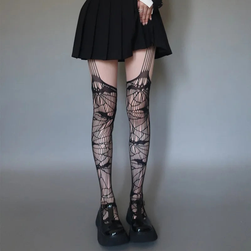 Bat Fishnet Punk Tights