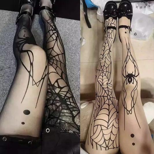 Spider Dark Fishnet Tights
