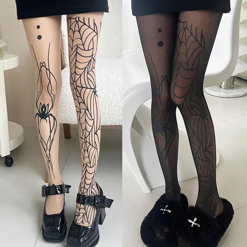 Spider Dark Fishnet Tights