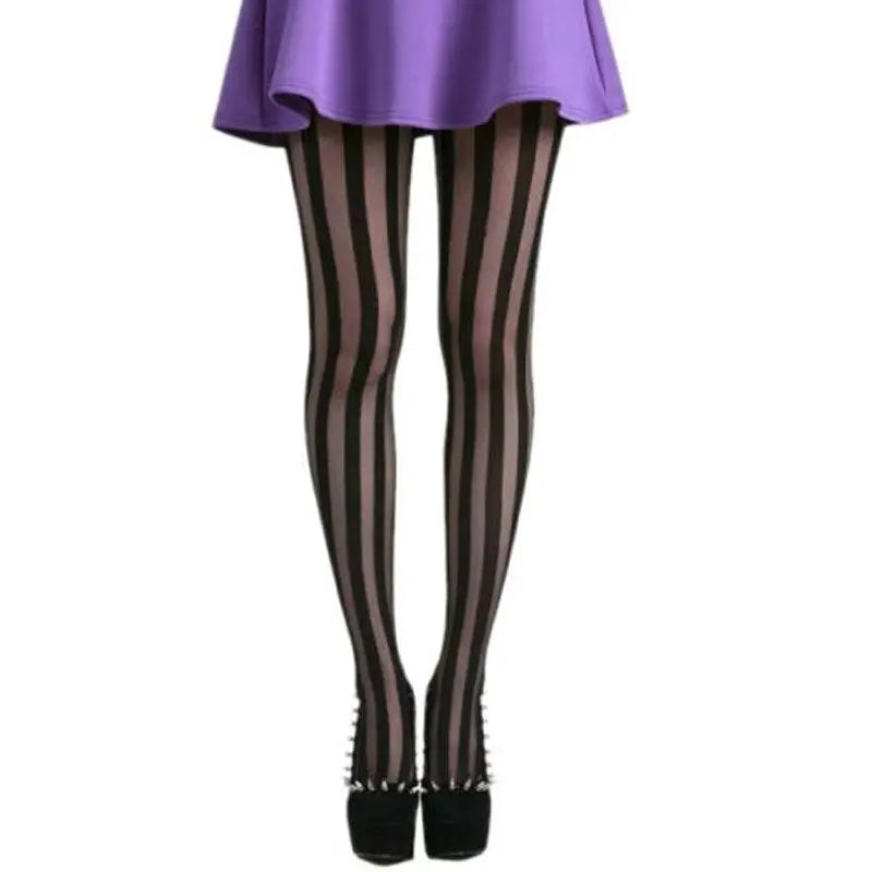 Sheer Vertical Stripe Tights