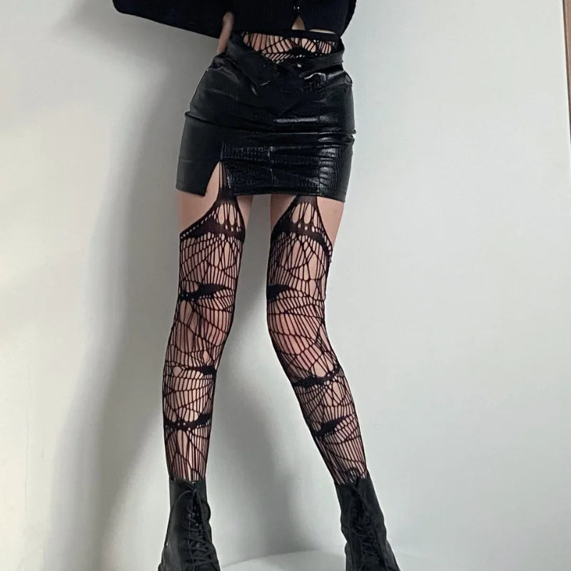 Bat Fishnet Punk Tights