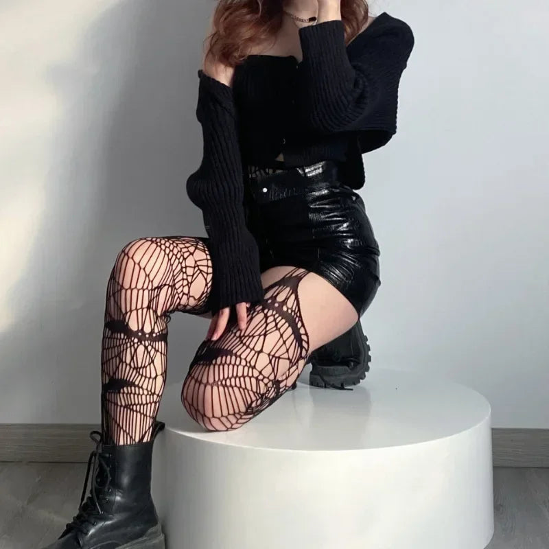 Bat Fishnet Punk Tights