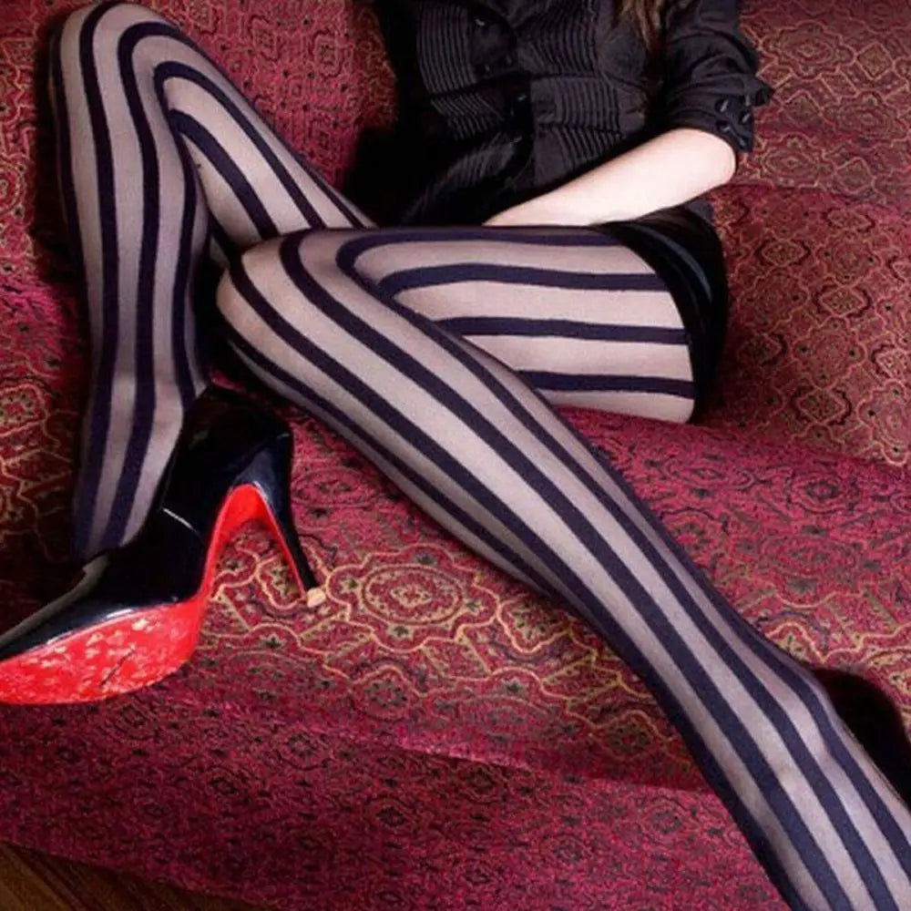 Sheer Vertical Stripe Tights