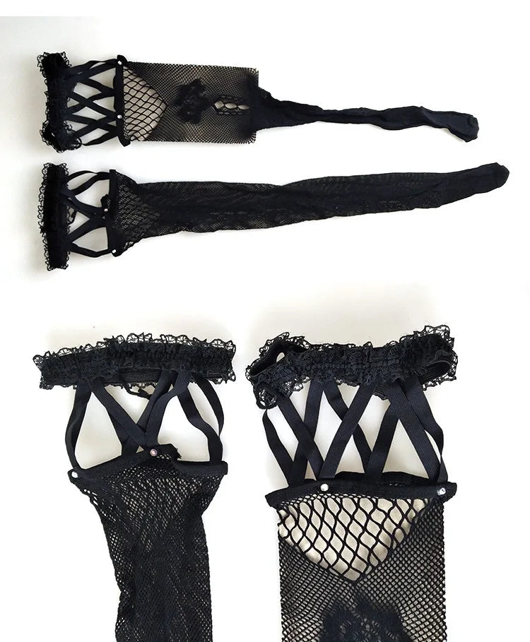 Lace Crochet Thigh High Tights