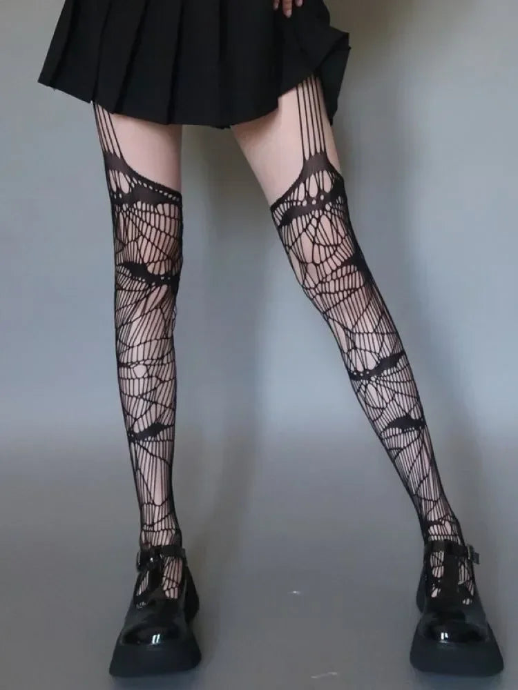 Bat Fishnet Punk Tights