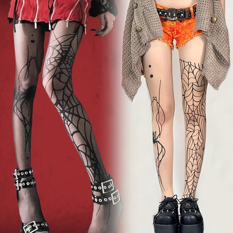 Spider Dark Fishnet Tights