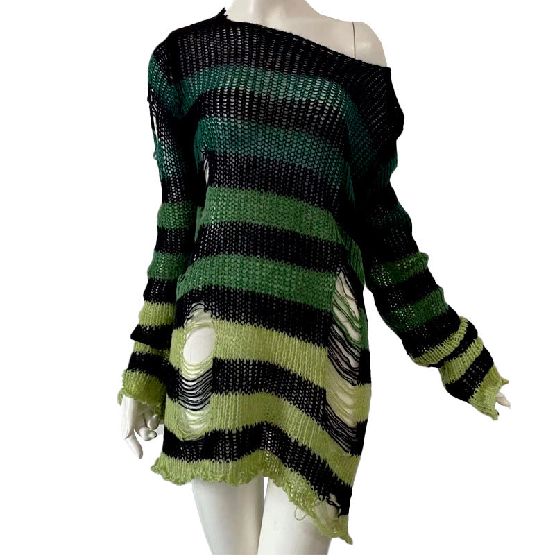 Loose Broken Sweater Dress