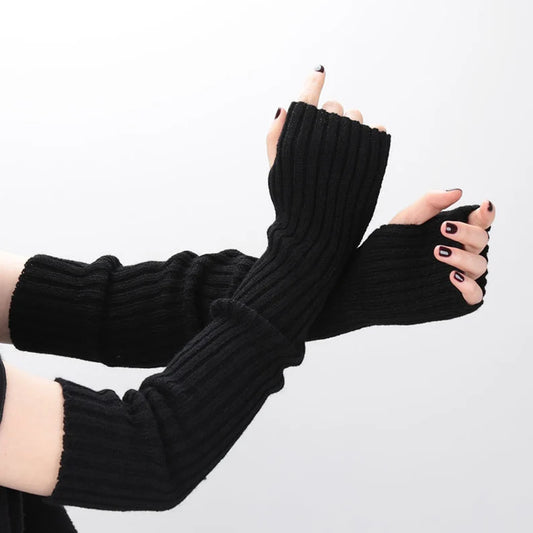 Edgy Knitted Fingerless Arm Warmers