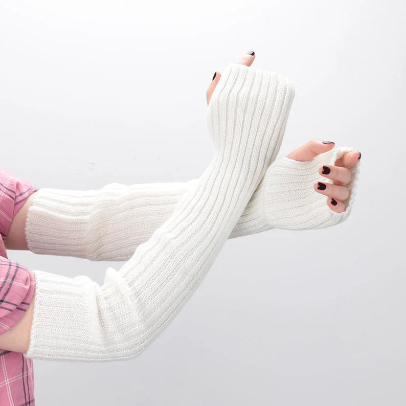 Edgy Knitted Fingerless Arm Warmers