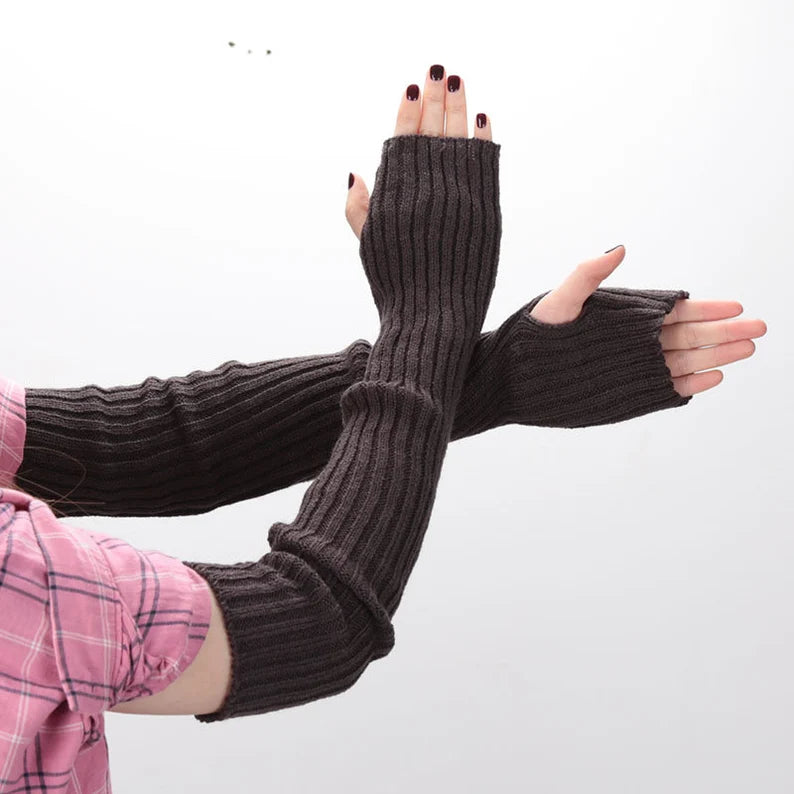 Edgy Knitted Fingerless Arm Warmers
