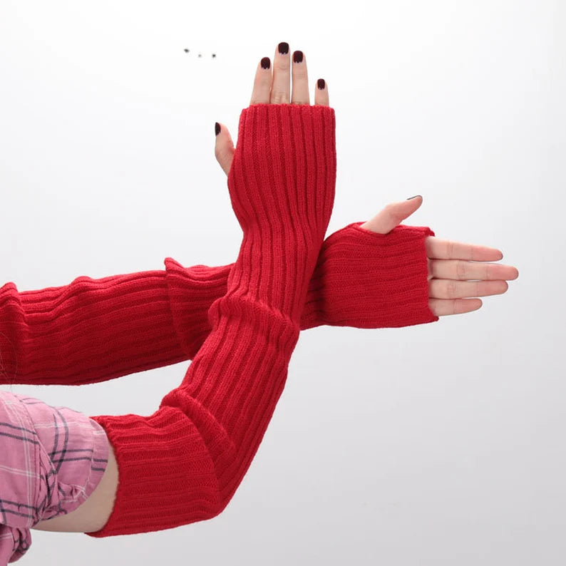Edgy Knitted Fingerless Arm Warmers