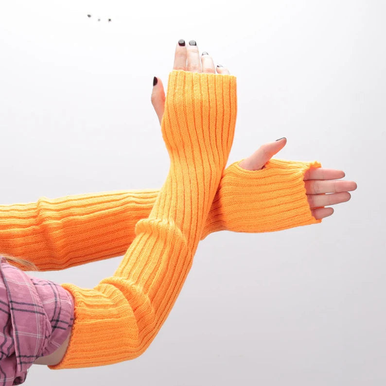 Edgy Knitted Fingerless Arm Warmers