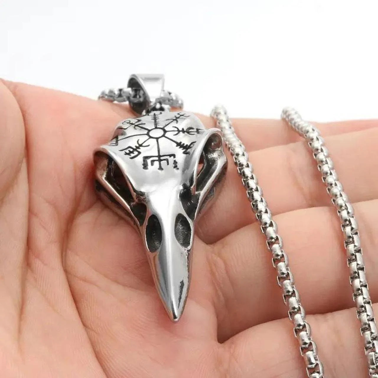 Nordic Crow Skull Necklace
