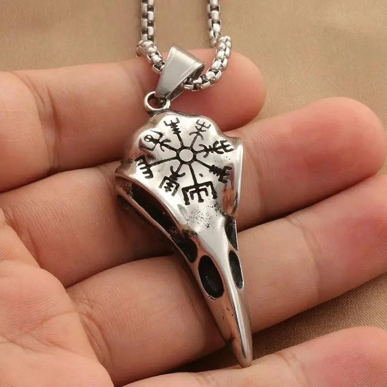 Nordic Crow Skull Necklace