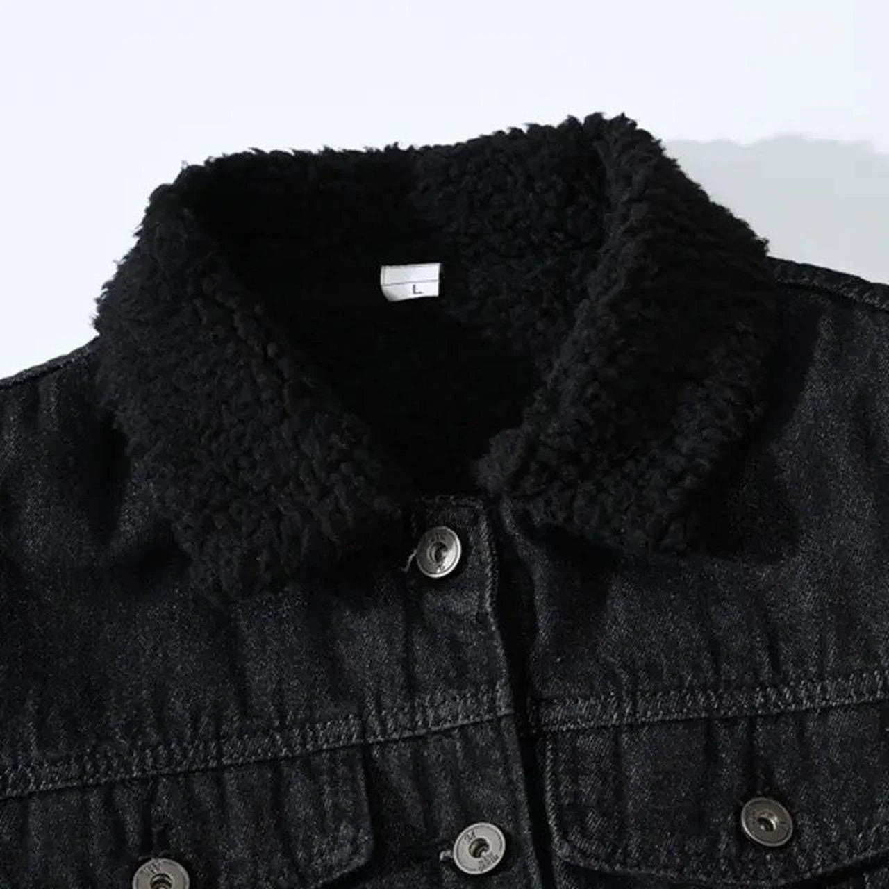 Edgy Black Sleeveless Denim Vest with Cozy Fleece Lining