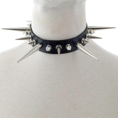 Gothic Studded Spike Choker Necklace
