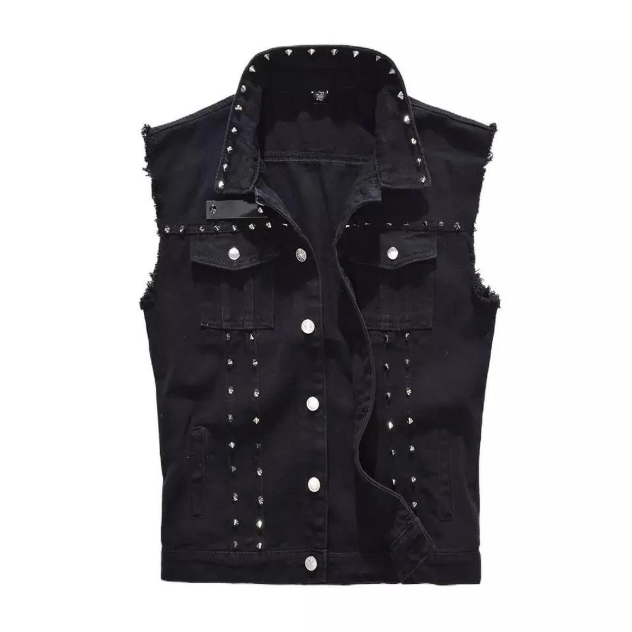 Studded Gothic Punk Sleeveless Denim Vest