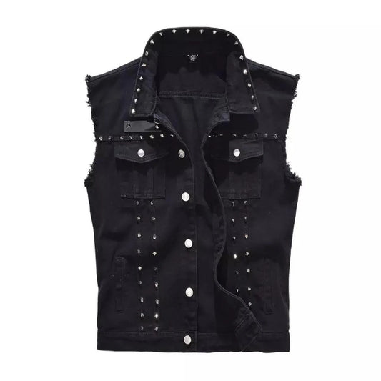 Studded Gothic Punk Sleeveless Denim Vest