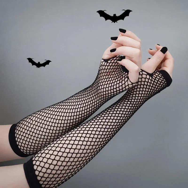 "Dive into the Dark Side: Finger-less Fishnet Gloves and the Allure of Alternative Gothic Fashion"