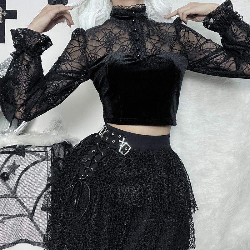 Intricate Spider Web Crop Top