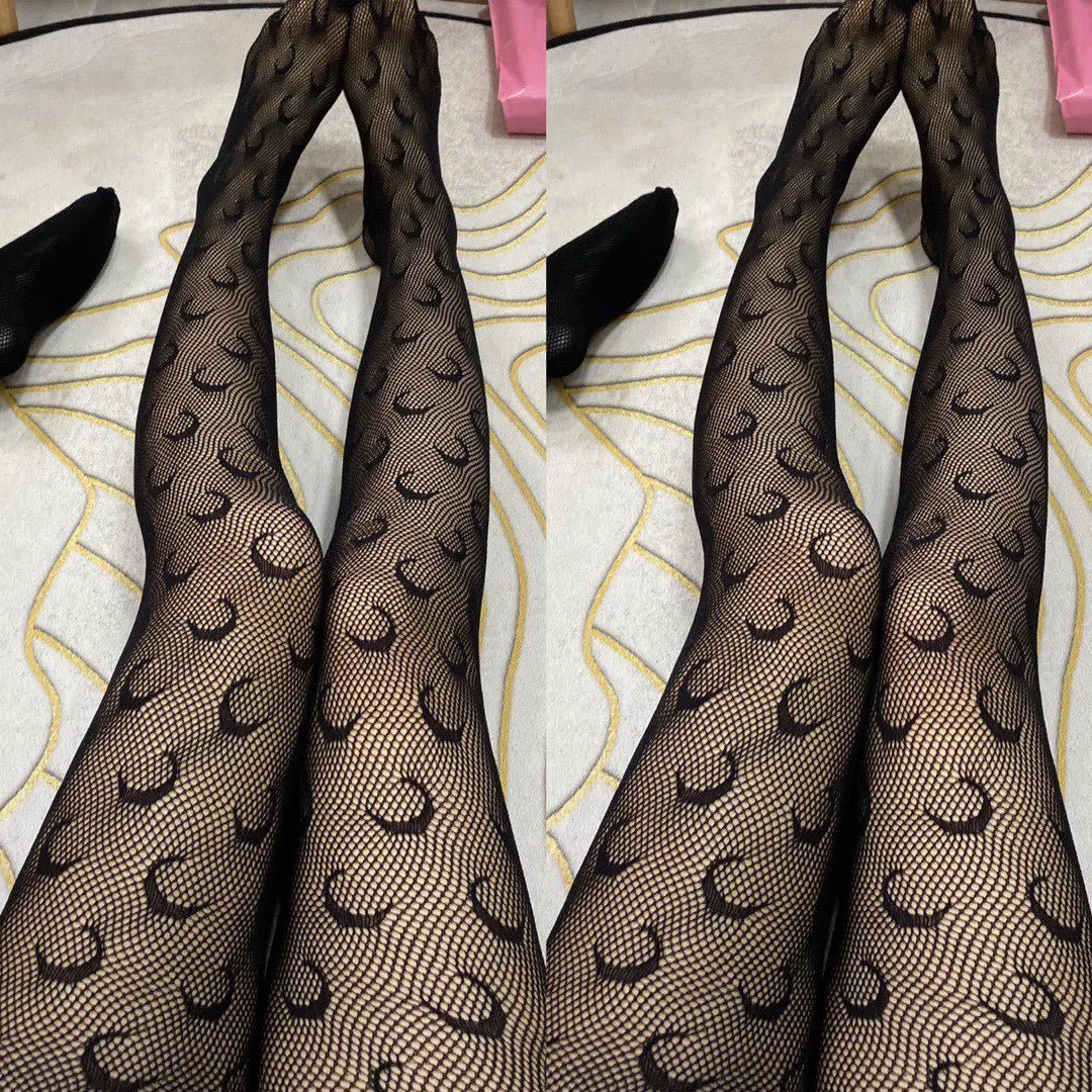 White Heart Fishnet Lace Tights