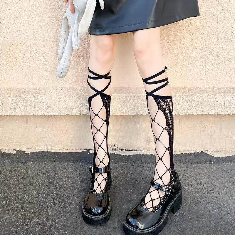 Kawaii Straps Split Fishnet Tights