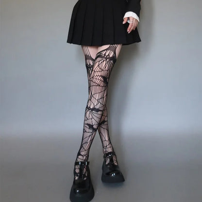 Spider Fishnet Bat Dark Tights