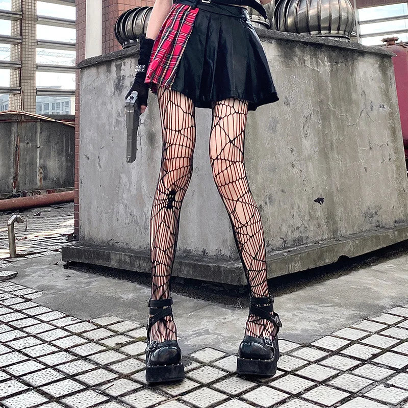 Spider Fishnet Bat Dark Tights