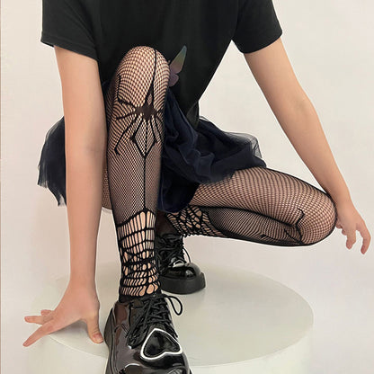 Spider Fishnet Bat Dark Tights