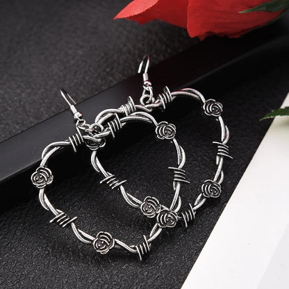 Barbed Wire Heart Gothic Earrings